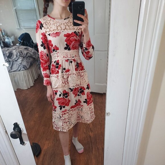 Kate Spade Modest Rose Floral Crochet Dress - Picture 1 of 7